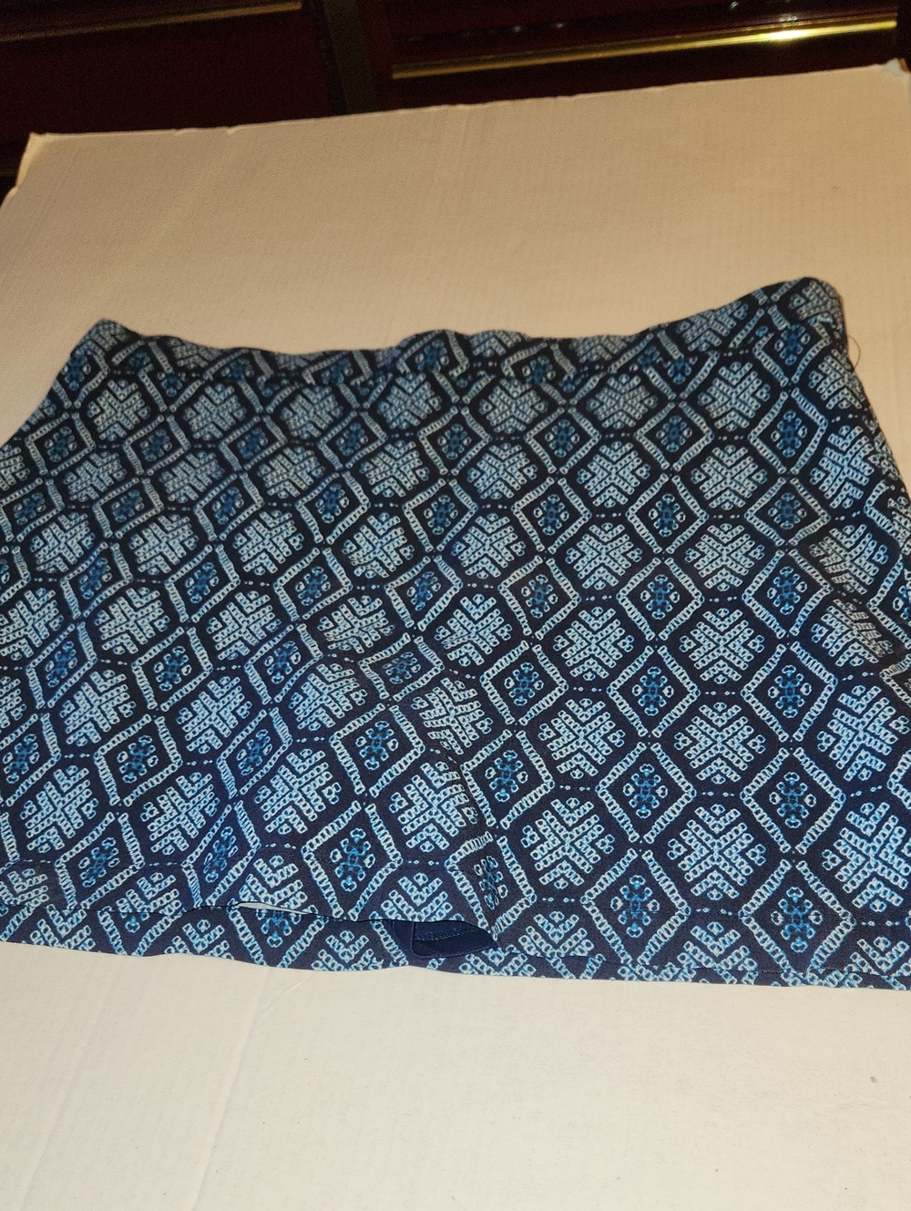 Rafaella Navy and Light Blue Geometric Mini Skirt
